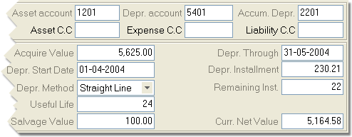 Fixed Assets file contains useful information for each fixed asset